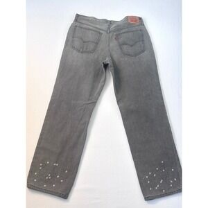 Levis Low Pro Straight Jeans Charcoal Gray Paint Splatter 31 Straight Leg Denim